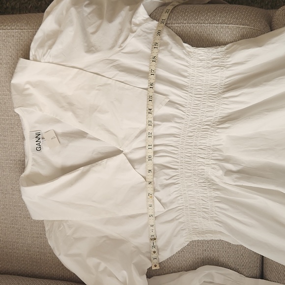 Ganni Cotton Poplin Smocked Mini Dress 38 - Picture 11 of 11